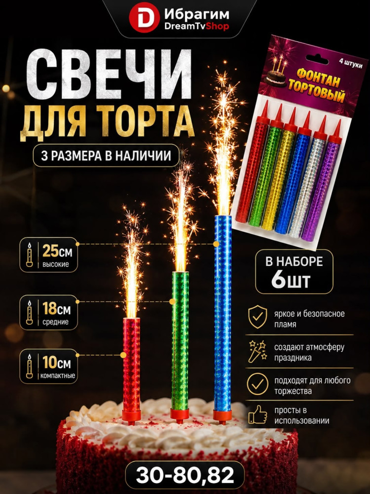 Свечи фонтаны в торт