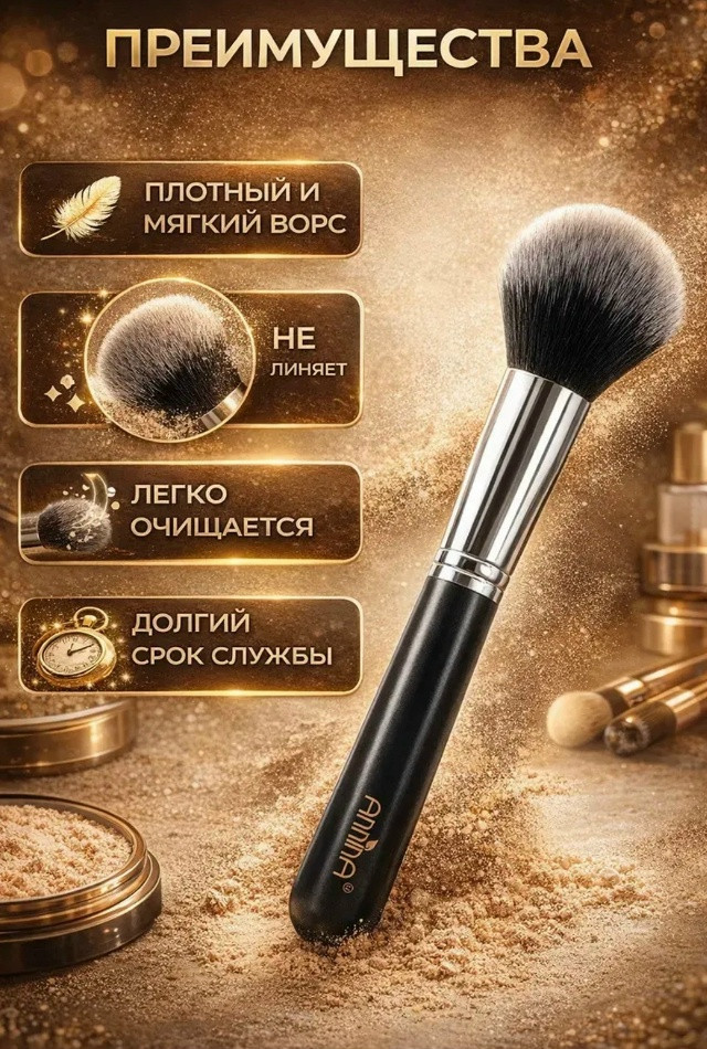 Кисть косметическая большая для пудры