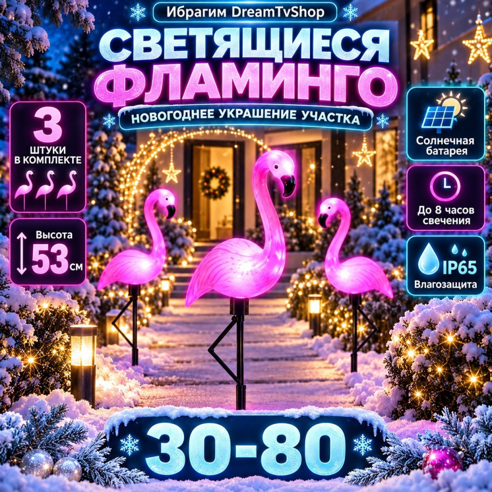Садовые светильники «Светящиеся Фламинго»