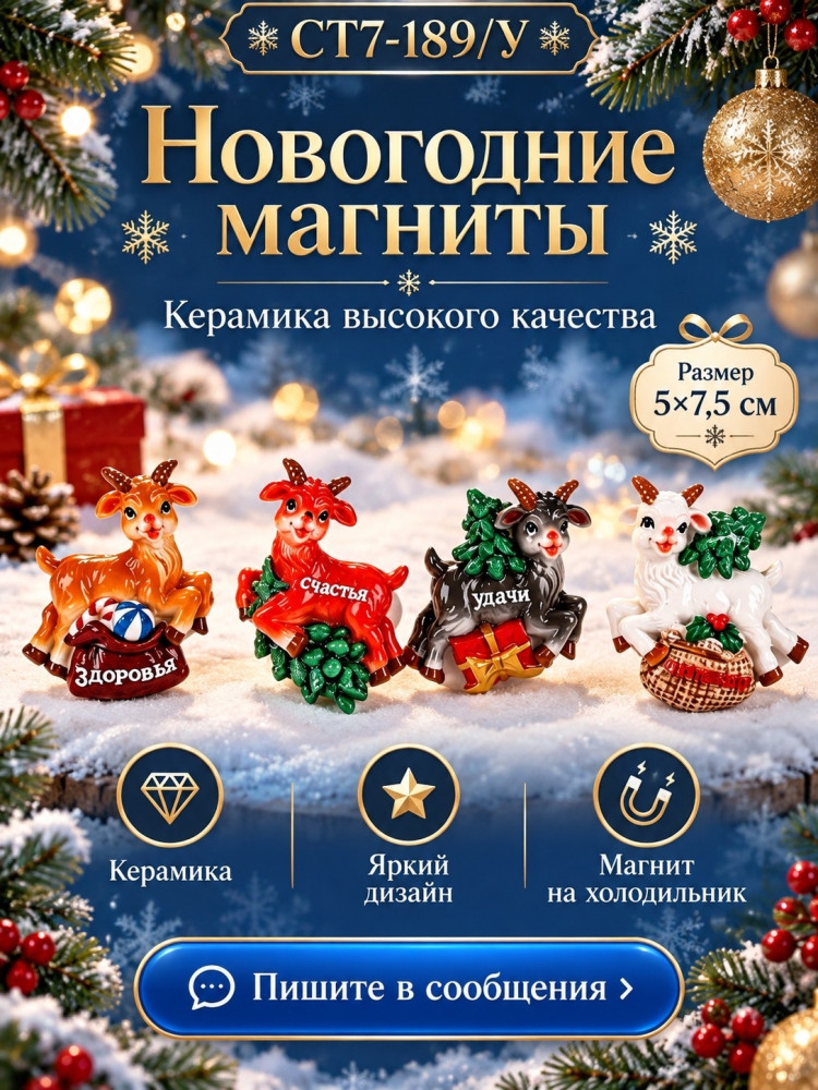 Новогодний керамический магнит на холодильник