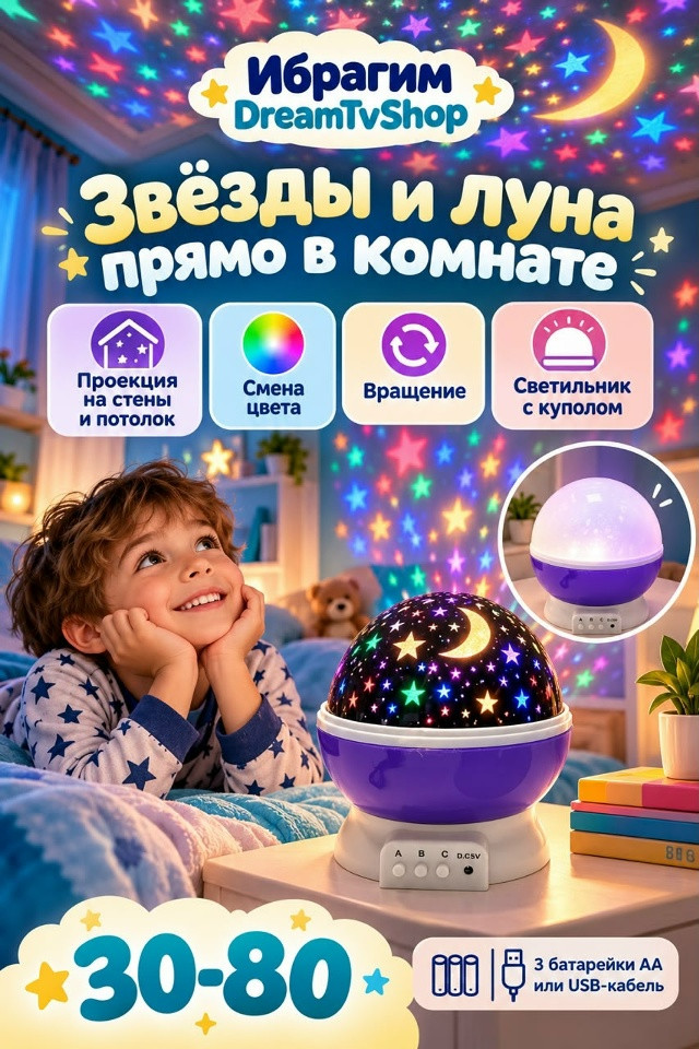 Вращаюшийся ночник-проектор