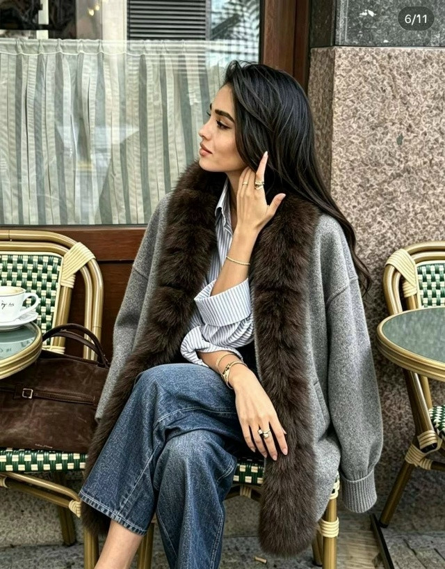 Пальто серое