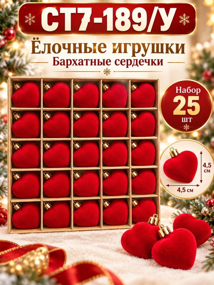 Ёлочные игрушки «Красные сердечки»