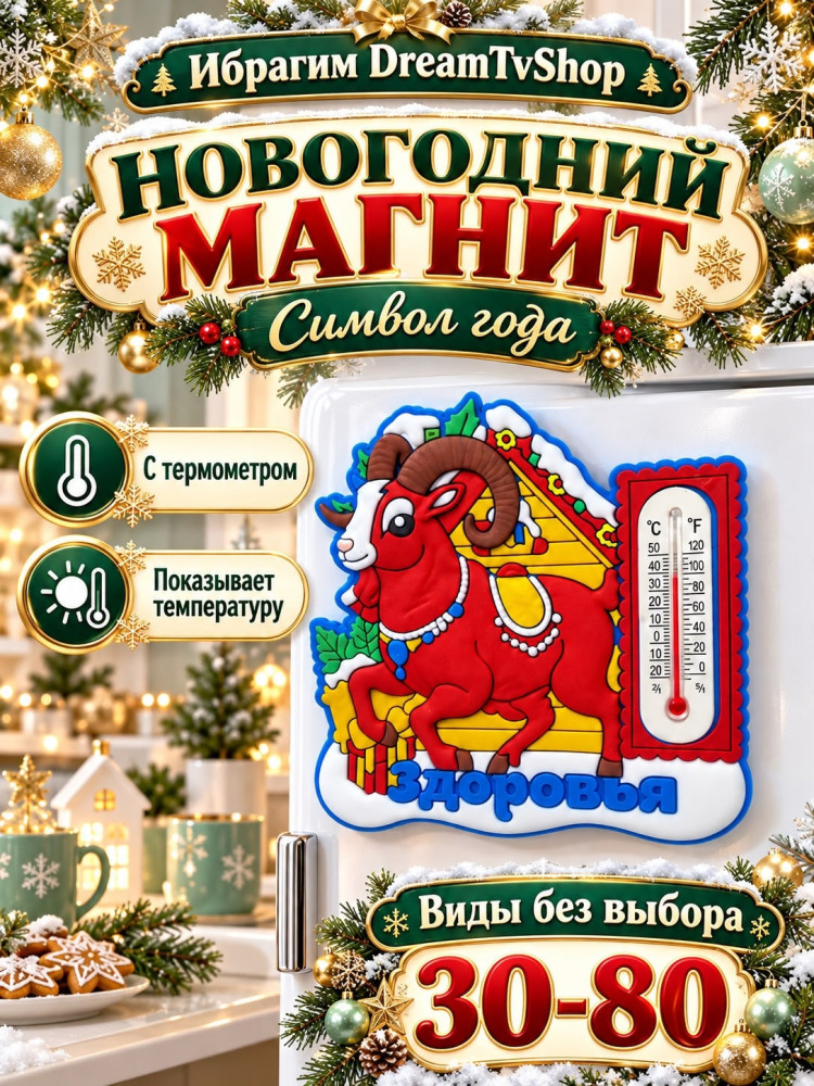 Новогодний магнит с термометром